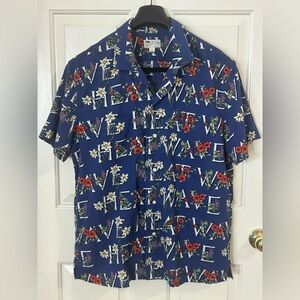 J. Crew Men’s Large Heat Wave Spell Out Hawaiian Shirt